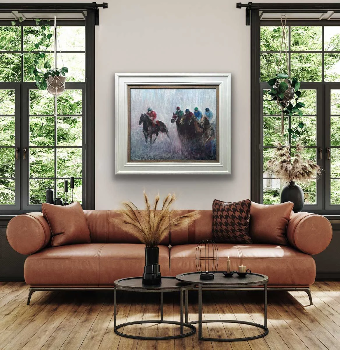 Horse Riders Soft Irish Morn - Equine Oil Painting - Painting by Irish artist Emily McCormack