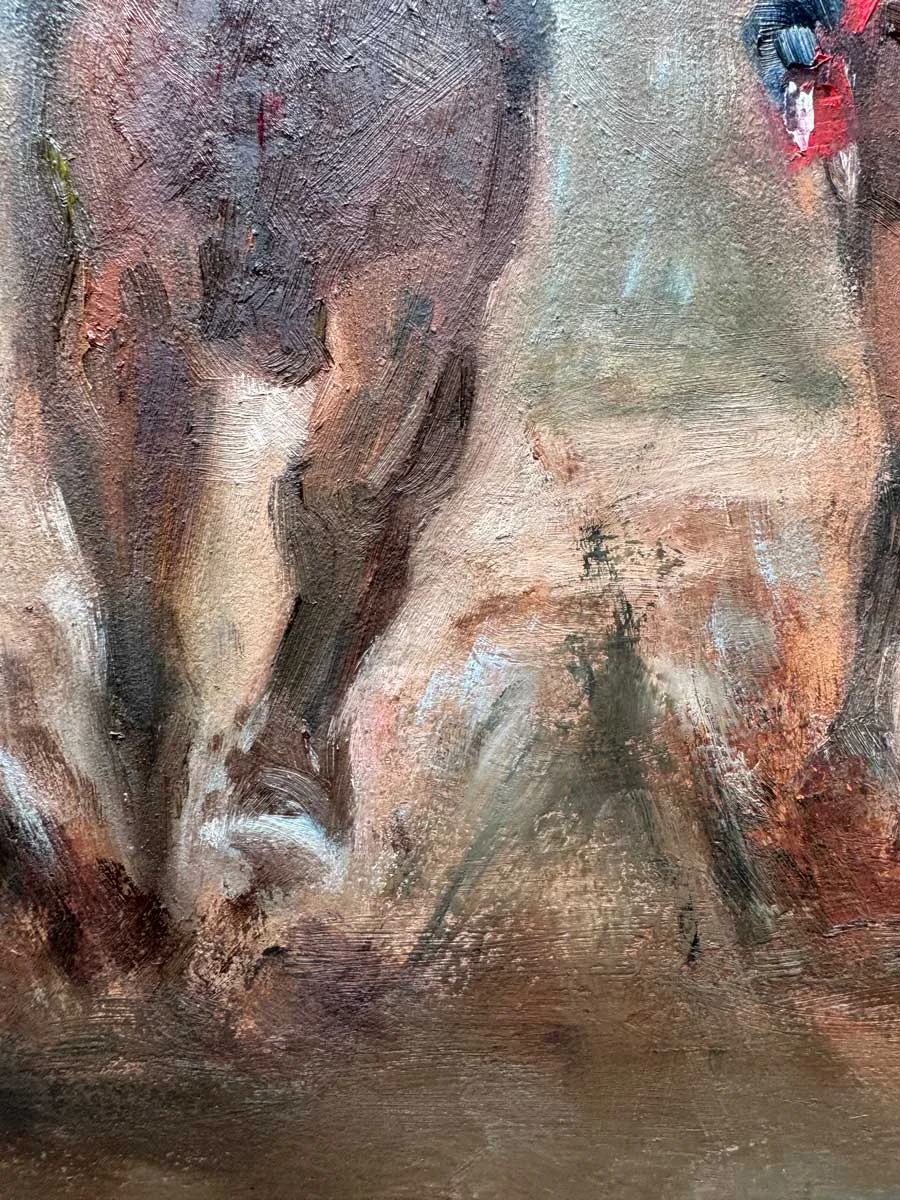 Horse Riders "And They Are Turning The Corner" - Equine Original Oil Painting - Painting by Irish artist Emily McCormack