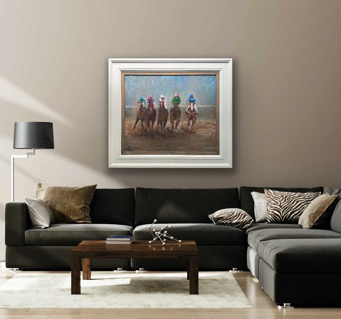 Horse Riders "And They Are Turning The Corner" - Equine Original Oil Painting - Painting by Irish artist Emily McCormack
