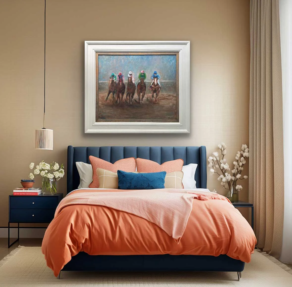 Horse Riders "And They Are Turning The Corner" - Equine Original Oil Painting - Painting by Irish artist Emily McCormack