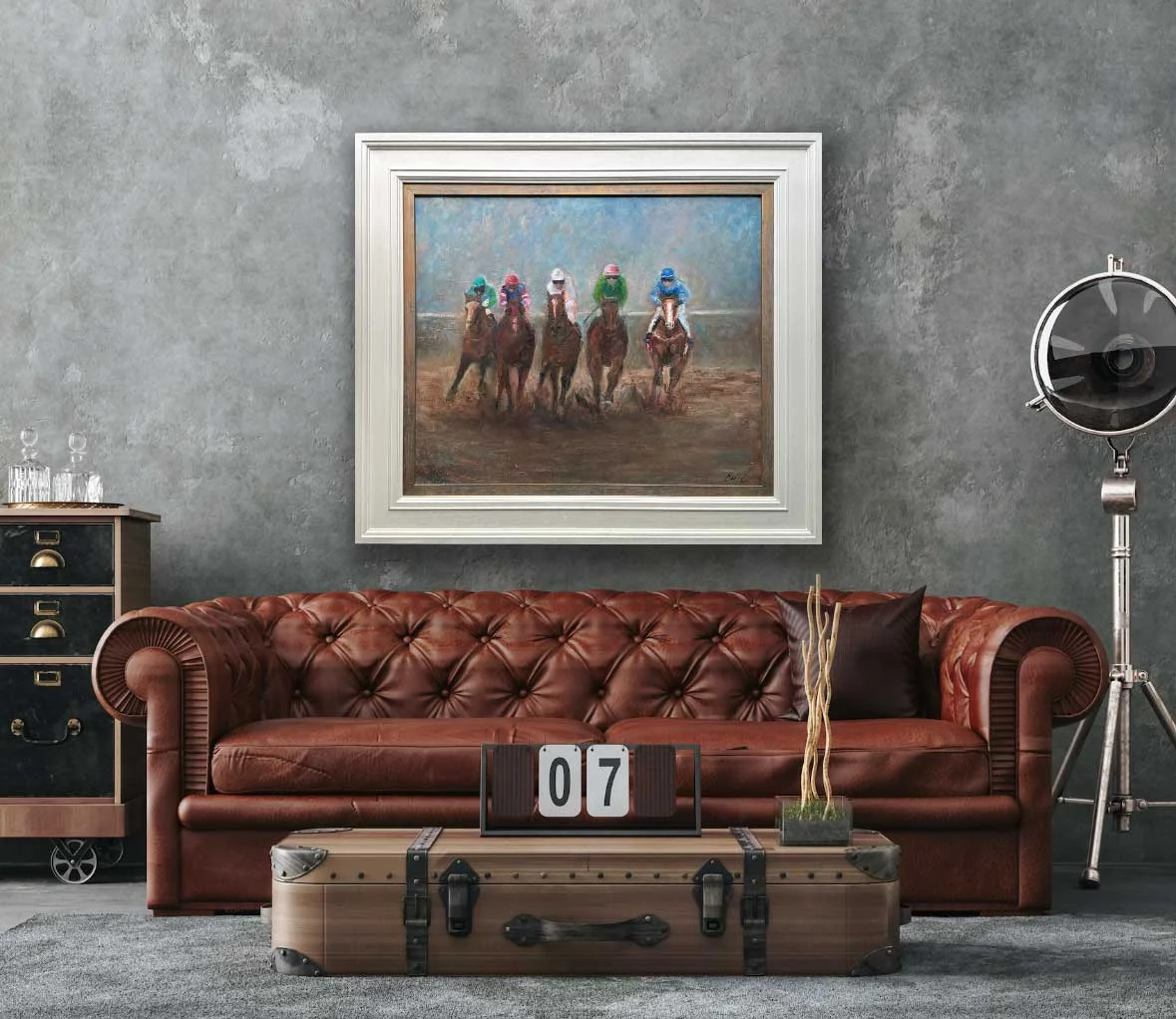 Horse Riders "And They Are Turning The Corner" - Equine Original Oil Painting - Painting by Irish artist Emily McCormack
