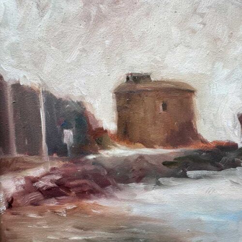 Martello Tower, Donabate – original Irish seascape oil painting by Emily McCormack