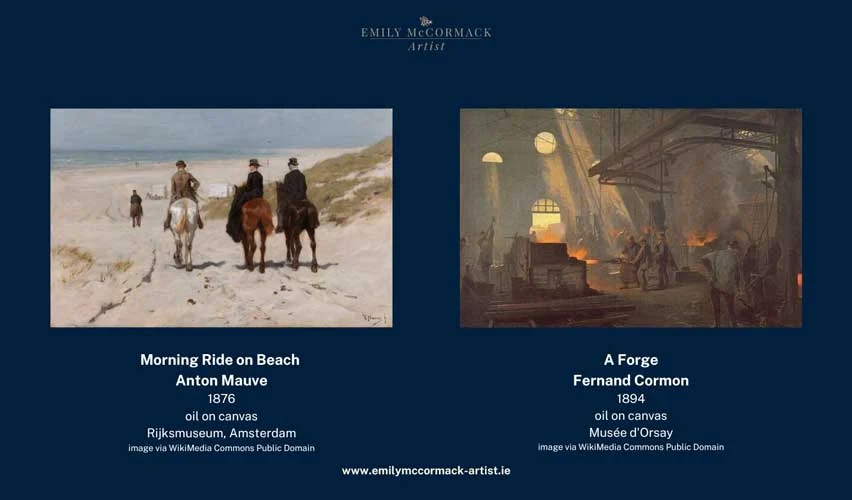 Van Gogh paintings - Morning Ride on the Beach & A Forge