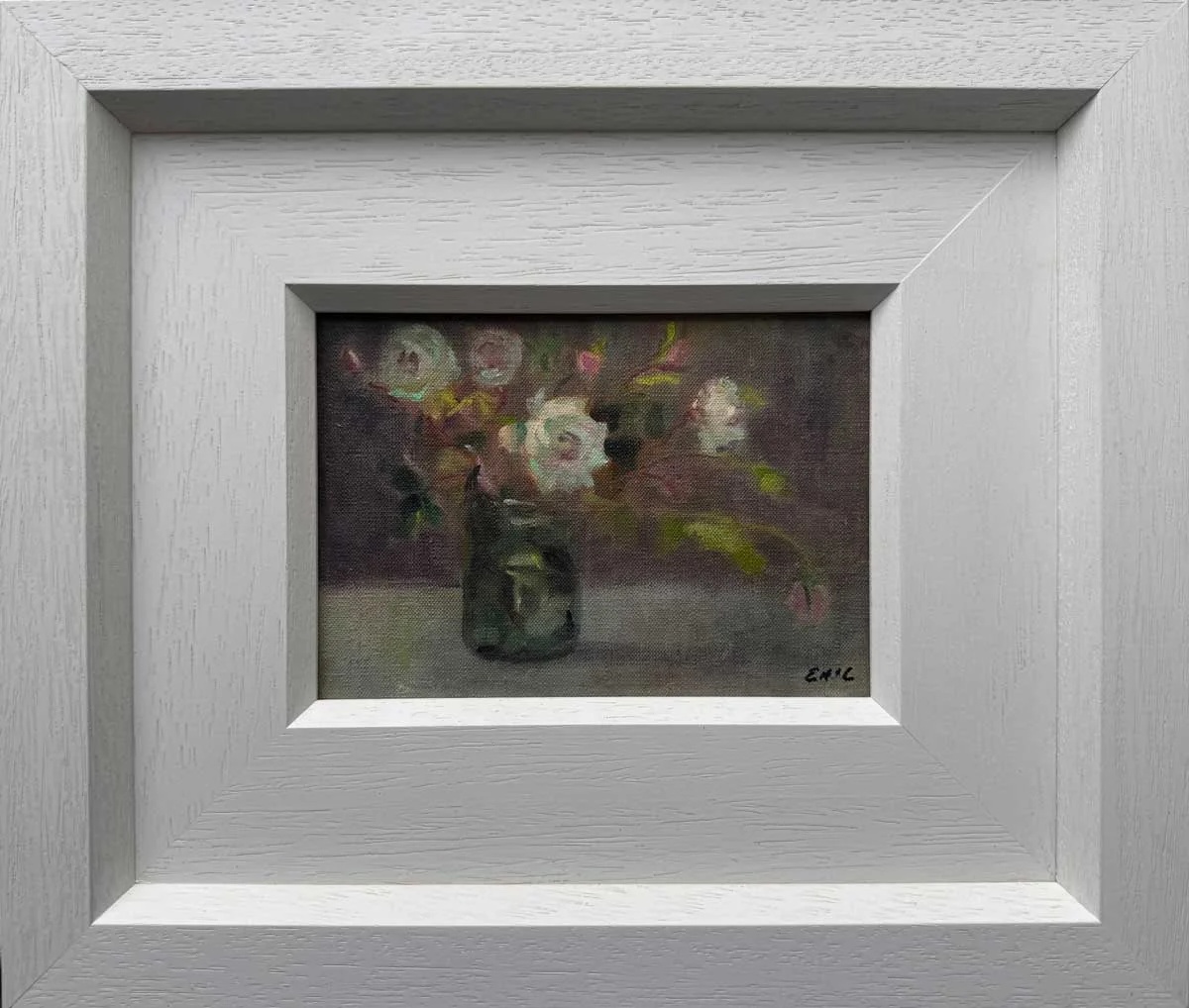 Summer Roses in Vintage Light - Floral Oil Painting - Painting by Irish artist Emily McCormack