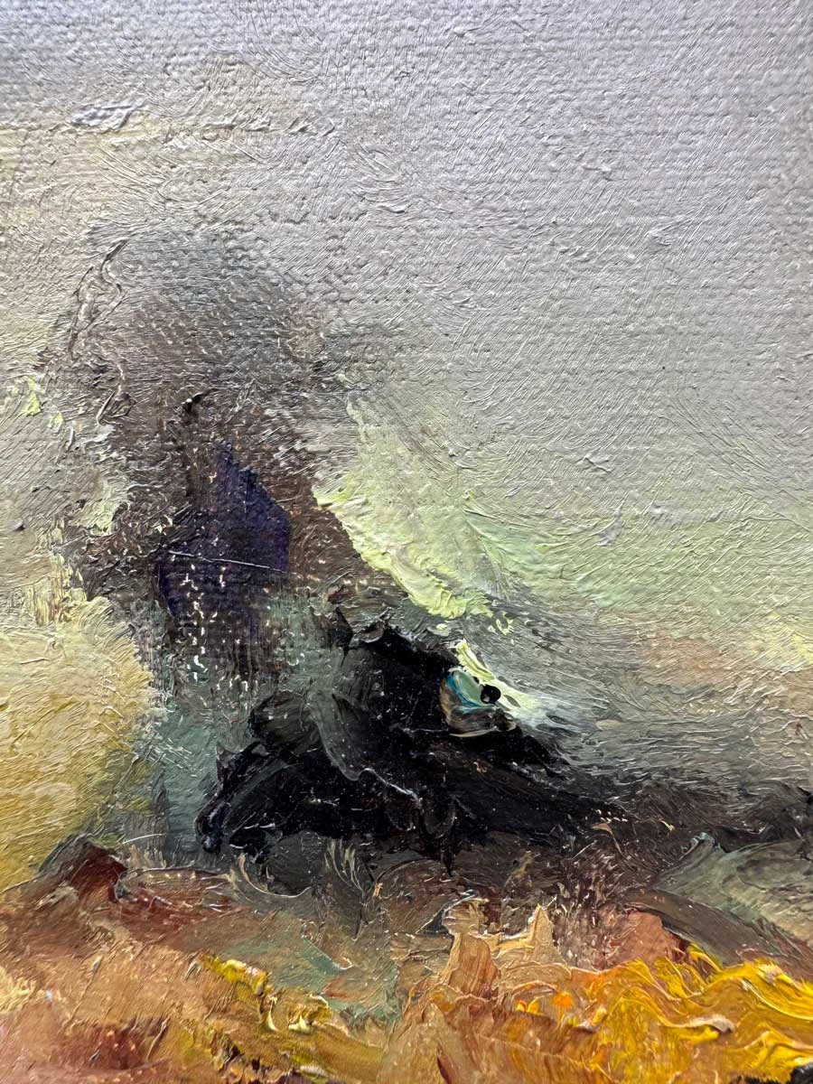 Sunrise over the Hawthorn Trees – Hill of Tara. Original Oil Painting - Painting by Irish artist Emily McCormack