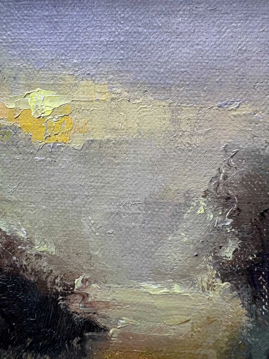 Sunrise over the Hawthorn Trees – Hill of Tara. Original Oil Painting - Painting by Irish artist Emily McCormack