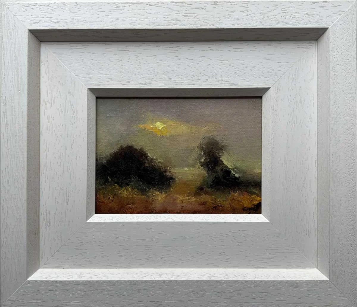 Sunrise over the Hawthorn Trees – Hill of Tara. Original Oil Painting - Painting by Irish artist Emily McCormack