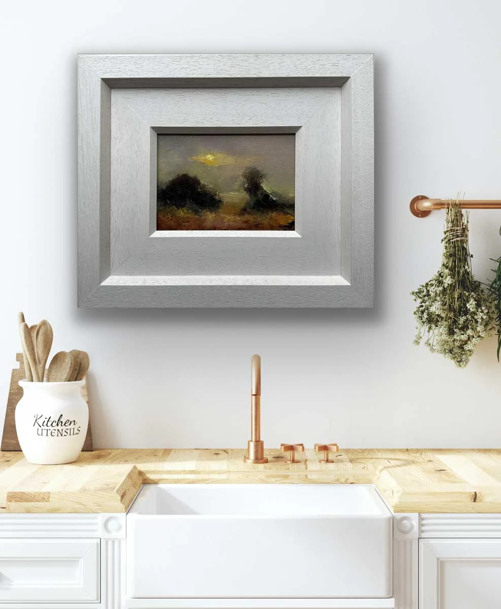 Sunrise over the Hawthorn Trees – Hill of Tara. Original Oil Painting - Painting by Irish artist Emily McCormack