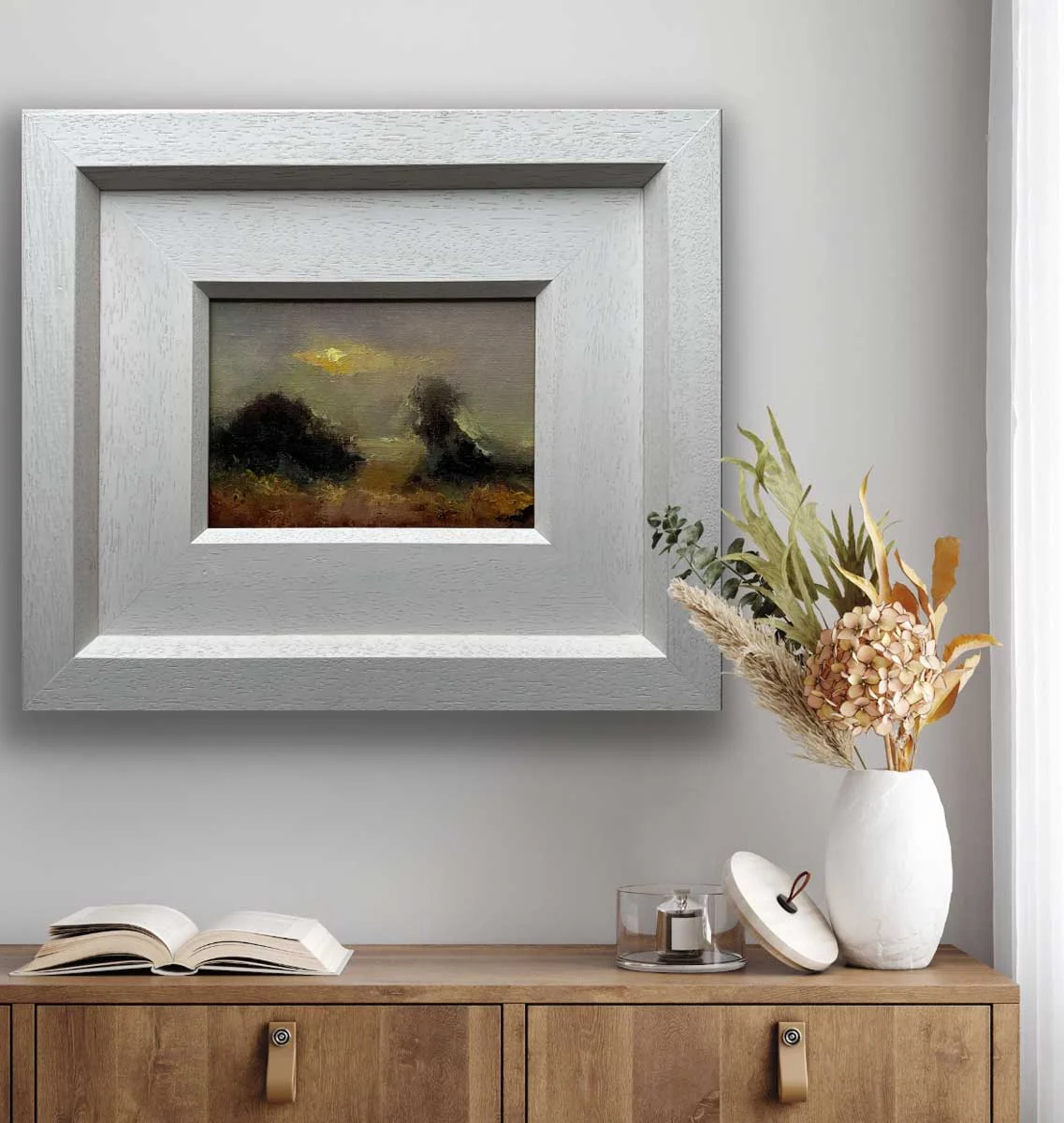Sunrise over the Hawthorn Trees – Hill of Tara. Original Oil Painting - Painting by Irish artist Emily McCormack