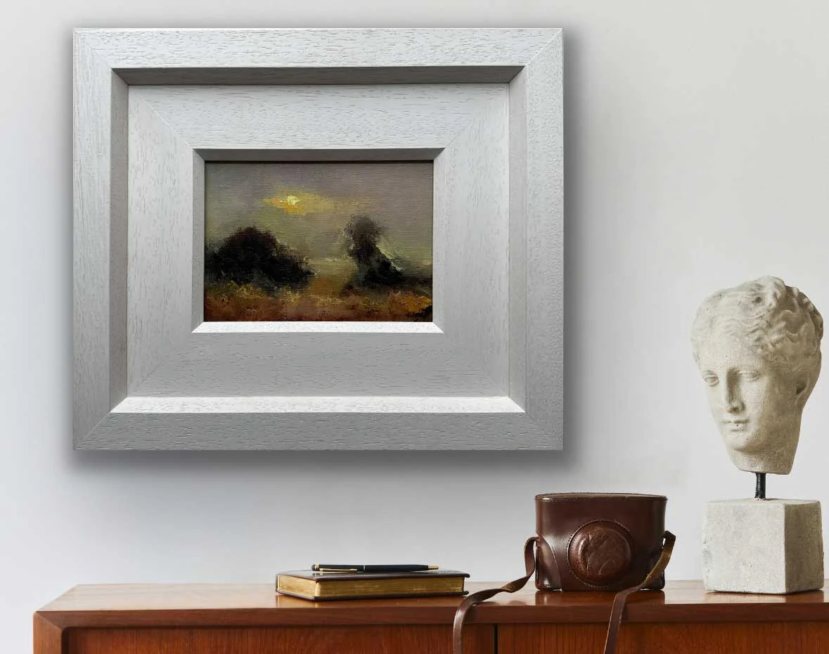 Sunrise over the Hawthorn Trees – Hill of Tara. Original Oil Painting - Painting by Irish artist Emily McCormack