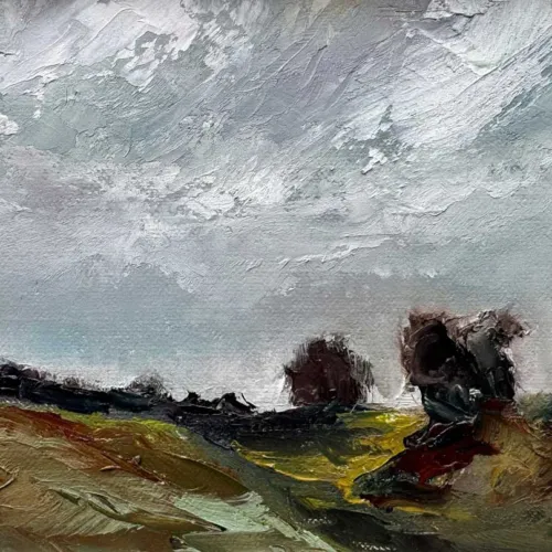 Winter Skies Over the Hawthorn Trees - Hill of Tara - Original Oil Painting