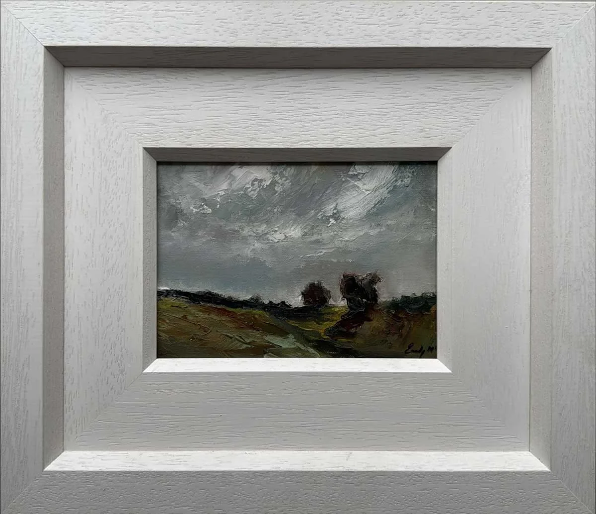 Winter Skies Over the Hawthorn Trees - Hill of Tara - Original Oil Painting - Painting by Irish artist Emily McCormack