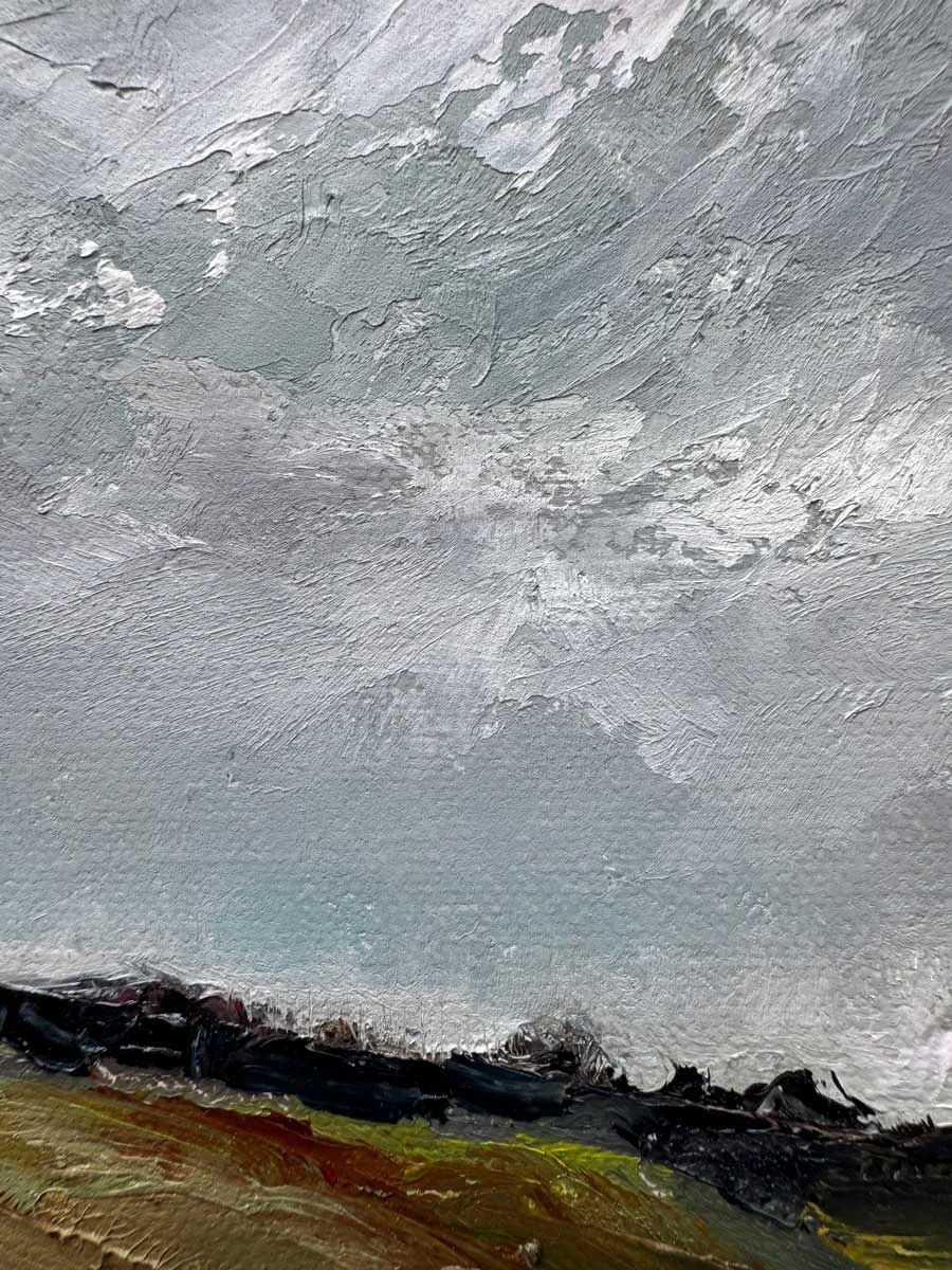 Winter Skies Over the Hawthorn Trees - Hill of Tara - Original Oil Painting - Painting by Irish artist Emily McCormack