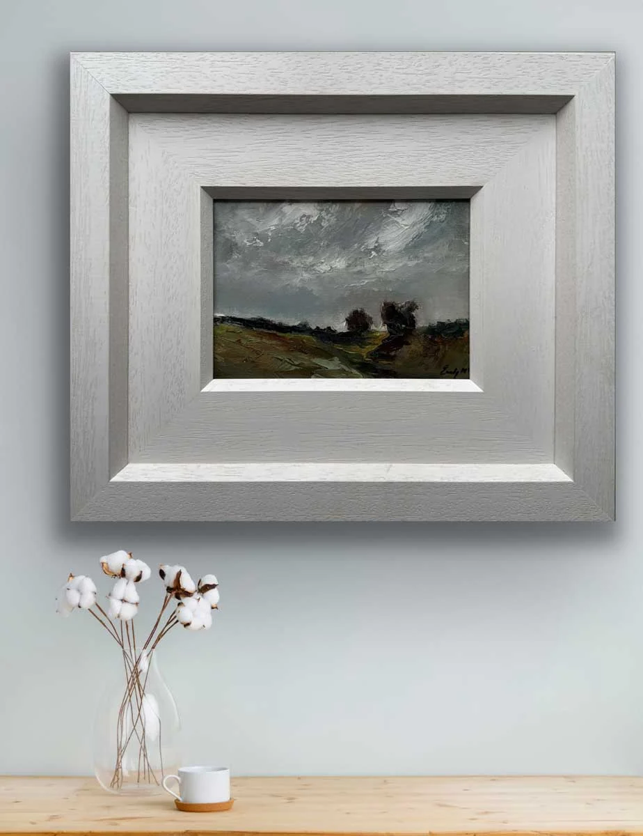 Winter Skies Over the Hawthorn Trees - Hill of Tara - Original Oil Painting - Painting by Irish artist Emily McCormack
