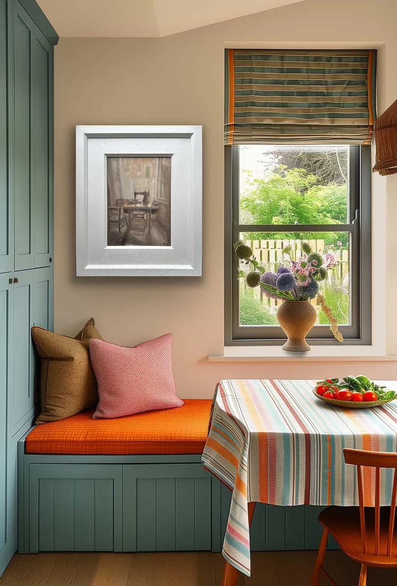 memories of the Singer sewing machine painting - Painting by Irish artist Emily McCormack