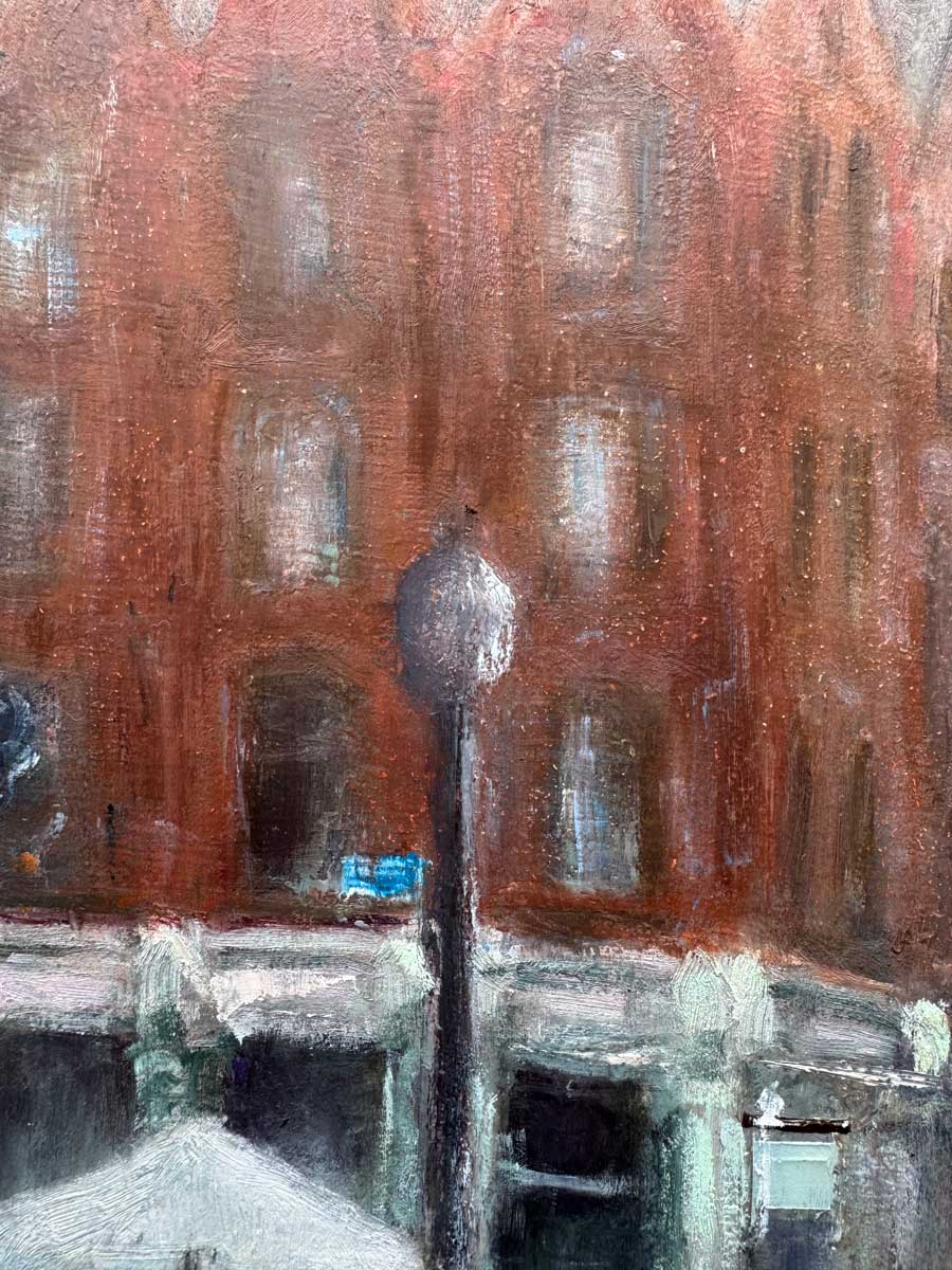 Close up of building Rainy Grafton Street painting Dublin Emily McCormack