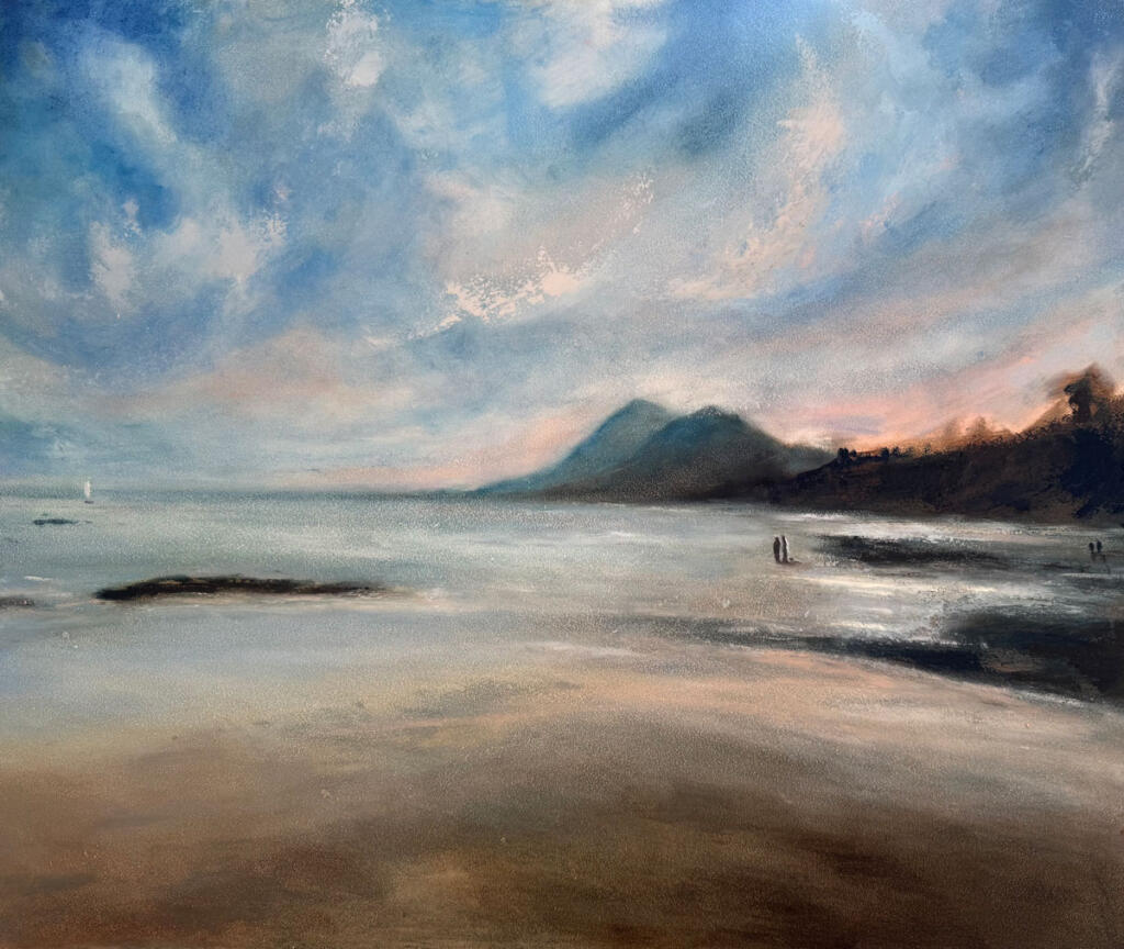 Croagh Patrick from Old Head Beach - oil painting by Emily McCormack