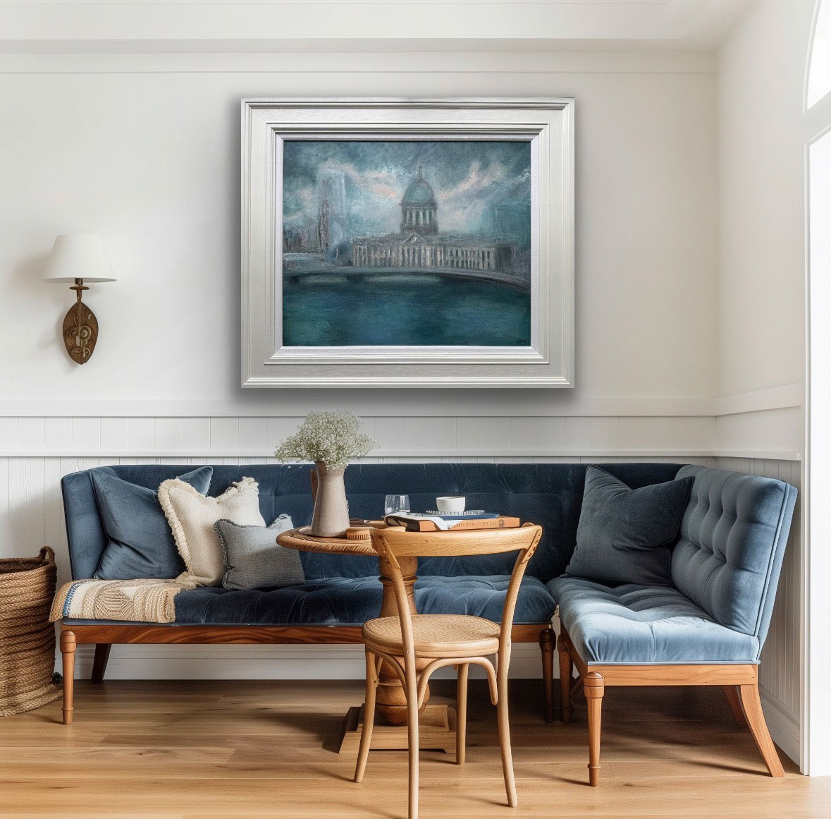 Custom House Dublin - Cityscape painting by Emily McCormack shown in dining room