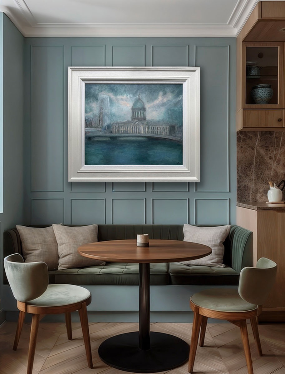 Custom House Dublin - Cityscape painting by Emily McCormack shown in Hotel setting