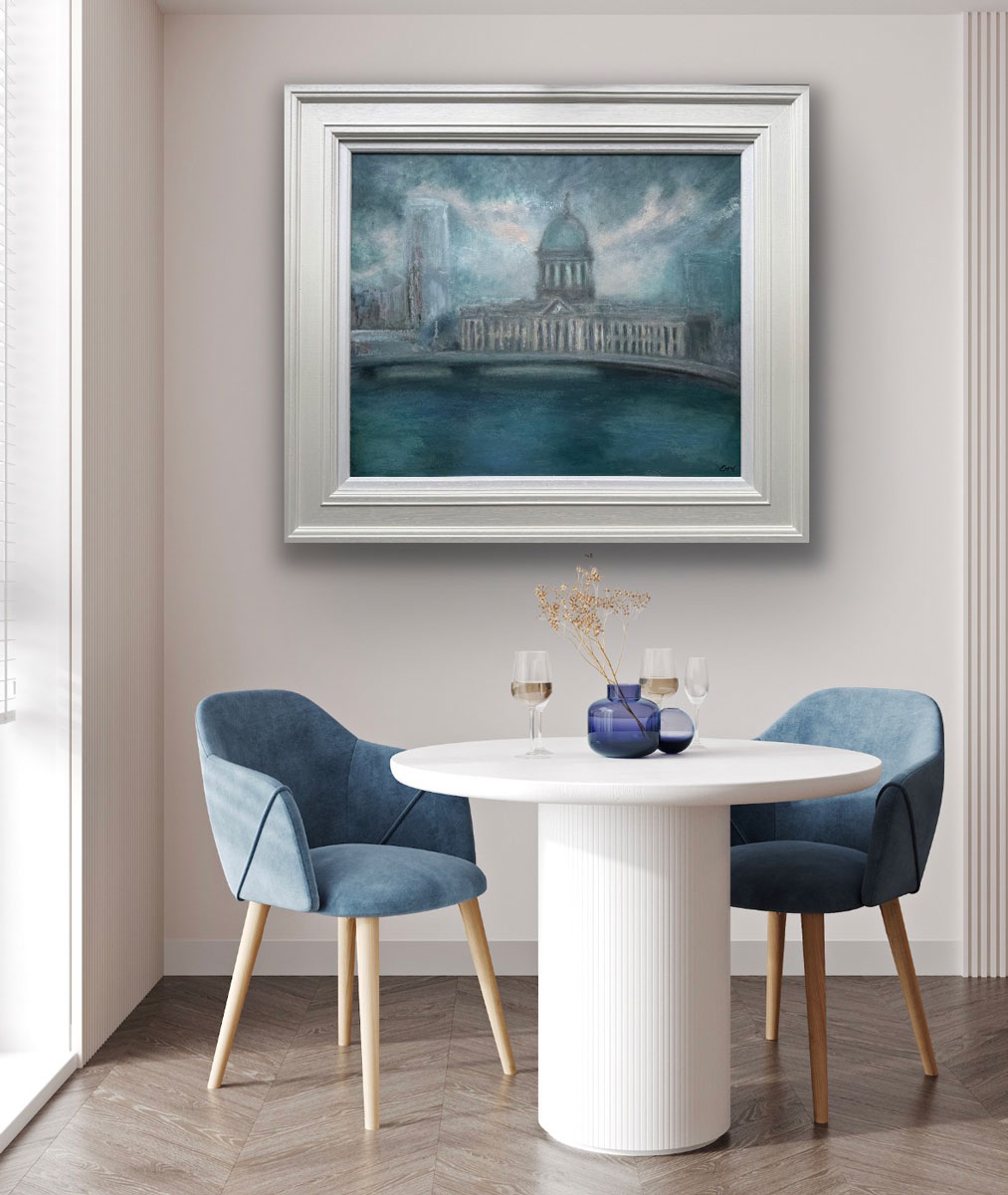 Custom House Dublin - Cityscape painting by Emily McCormack shown in sitting area