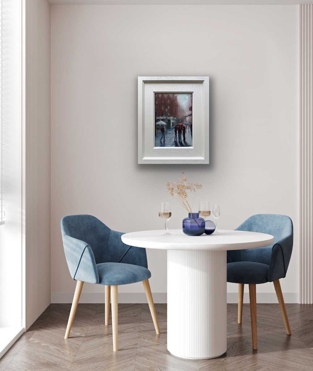 Rainy Sunday Grafton Street Dublin oil painting Dining Room wall - Emily McCormack