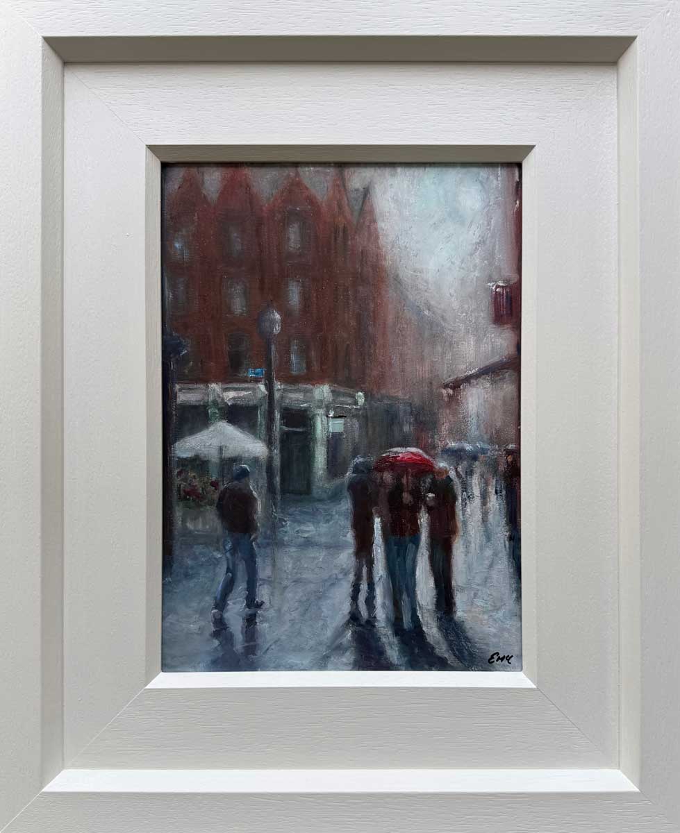 Rainy Sunday Grafton Street Dublin oil painting Framed Emily McCormack