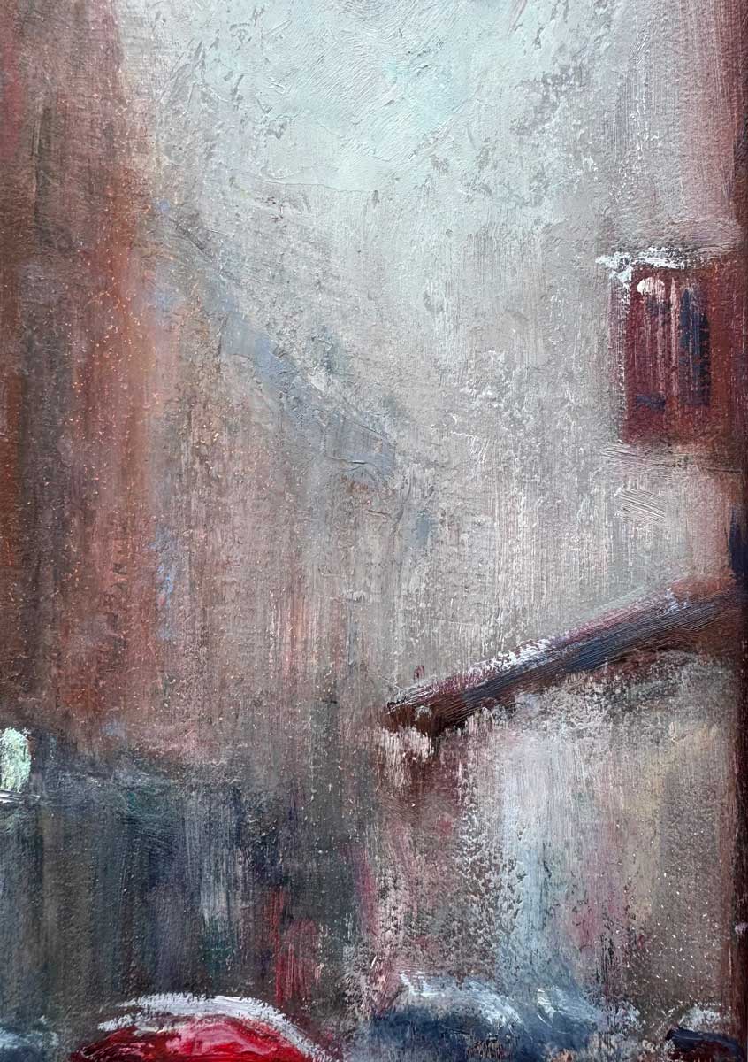 texture on painting Rainy Afternoon Grafton Street Dublin Emily McCormack