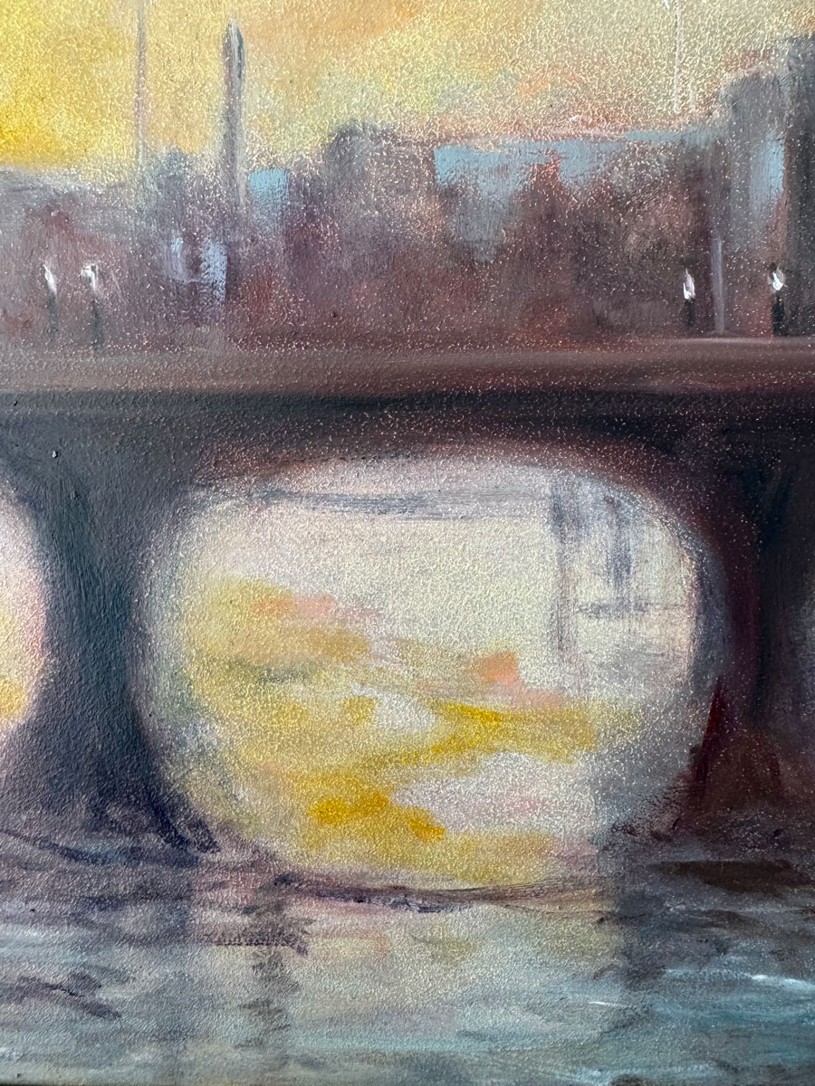 As the Evening Decends - The River Liffey Co. Dublin - Cityscape oil painting by Emily McCormack