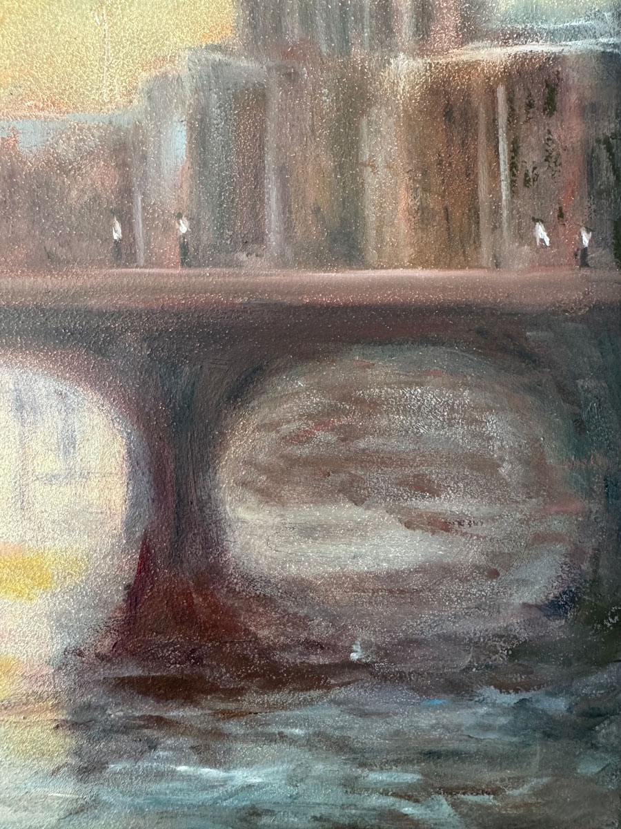 As the Evening Decends - The River Liffey Co. Dublin - Cityscape oil painting by Emily McCormack